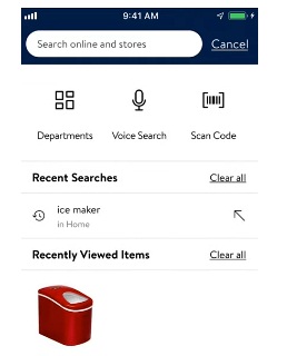 clear search history on Walmart app